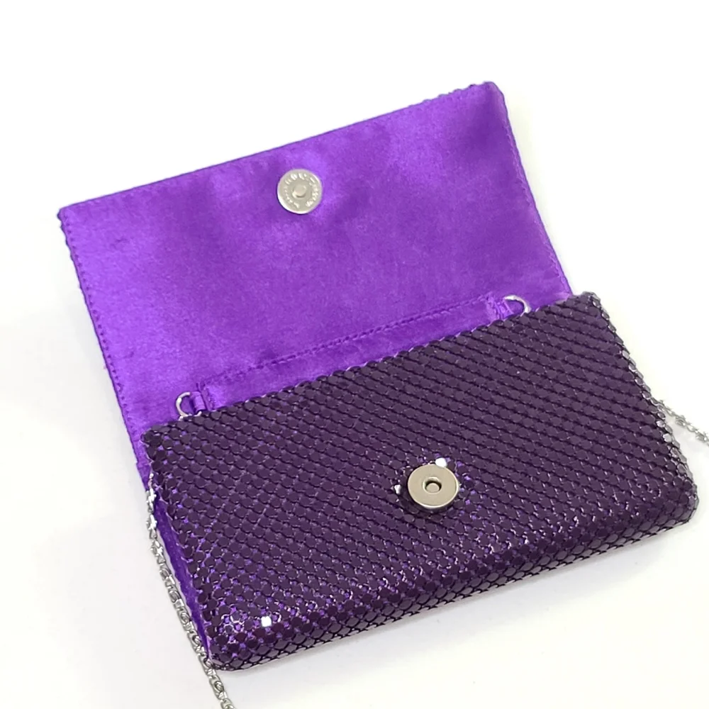 Jessica McClintock Purple Gold Beaded Clutch Purse